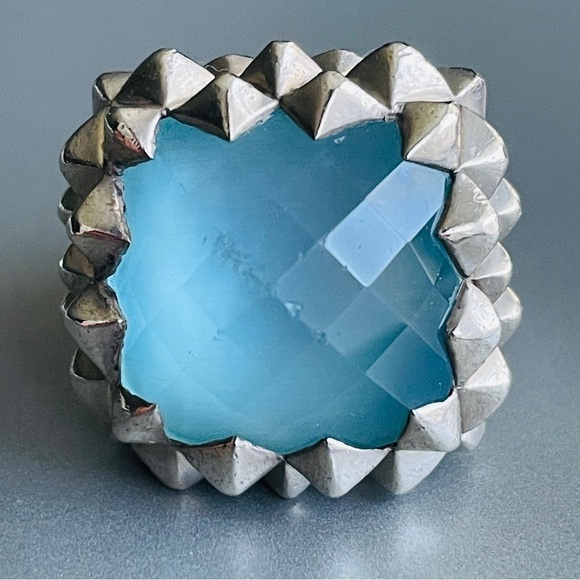 Stephen Webster Superstud Blue MOP Cat's Eye Quartz Sterling Silver Squa…